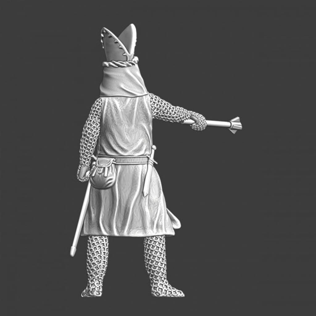 NCM072 Medieval warrior bishop pointing with mace Medieval
