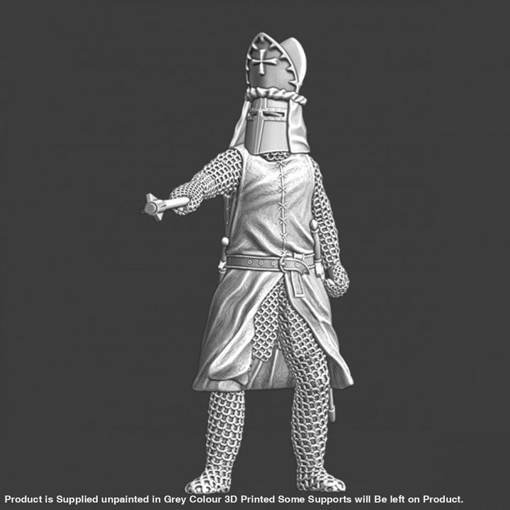 NCM072 Medieval warrior bishop pointing with mace Medieval