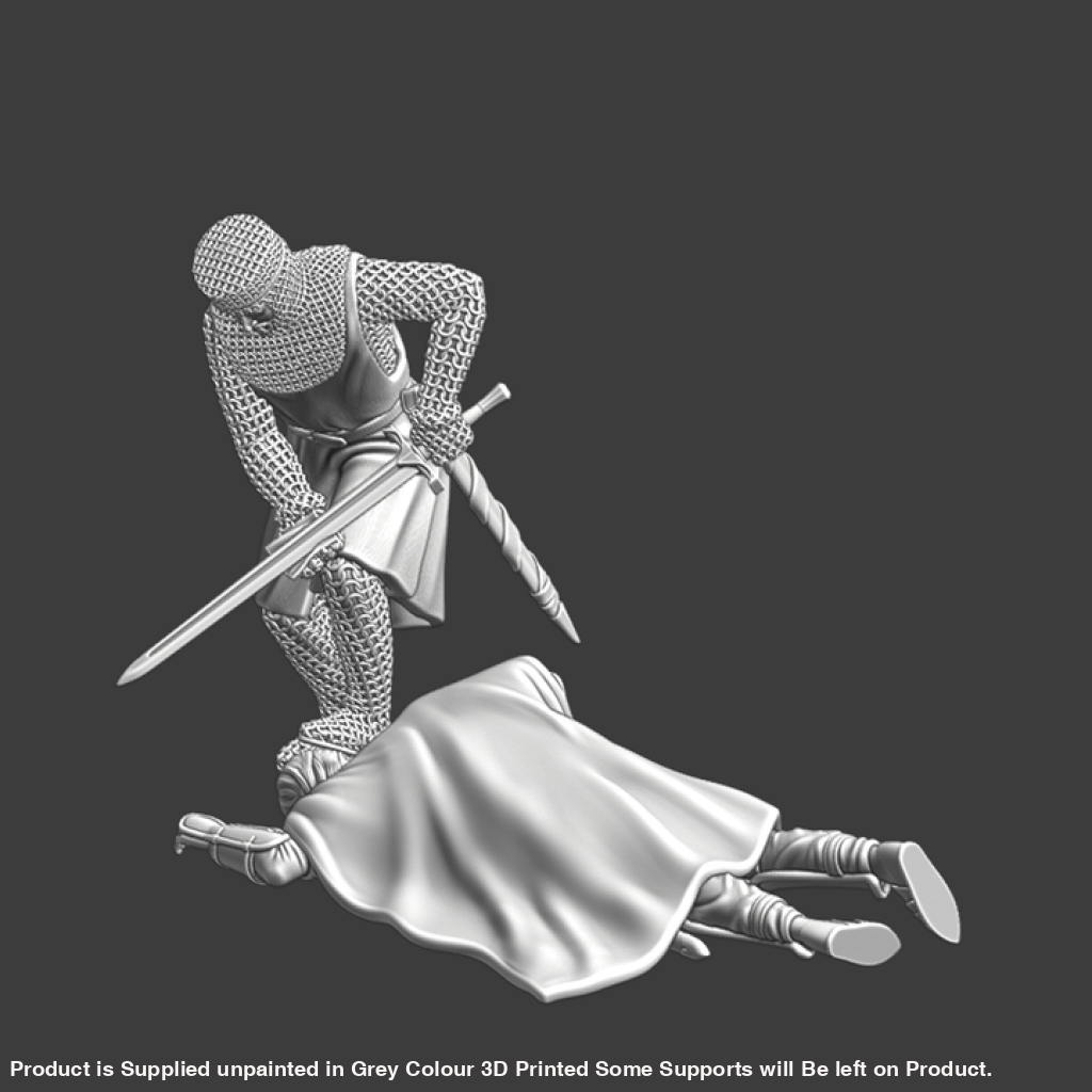 NCM110 Crusader Knight cleaning his sword Medieval