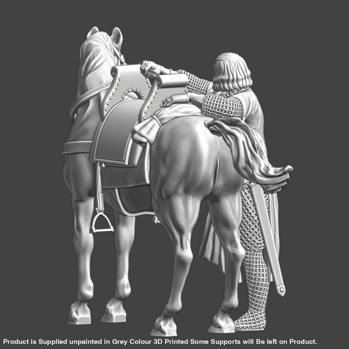 NCM114 Medieval Crusader Knight Mounting his horse Medieval