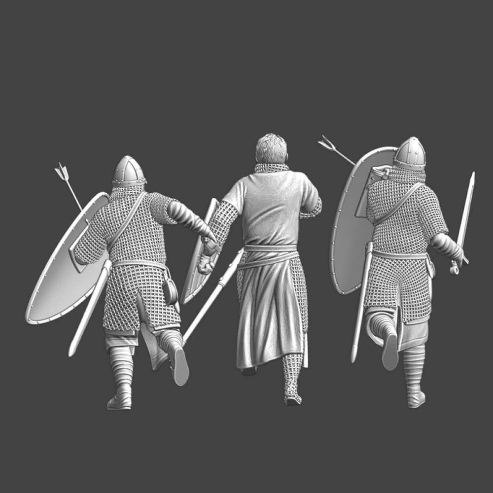 NCM117 Medieval Diorama - Three knights charging Medieval