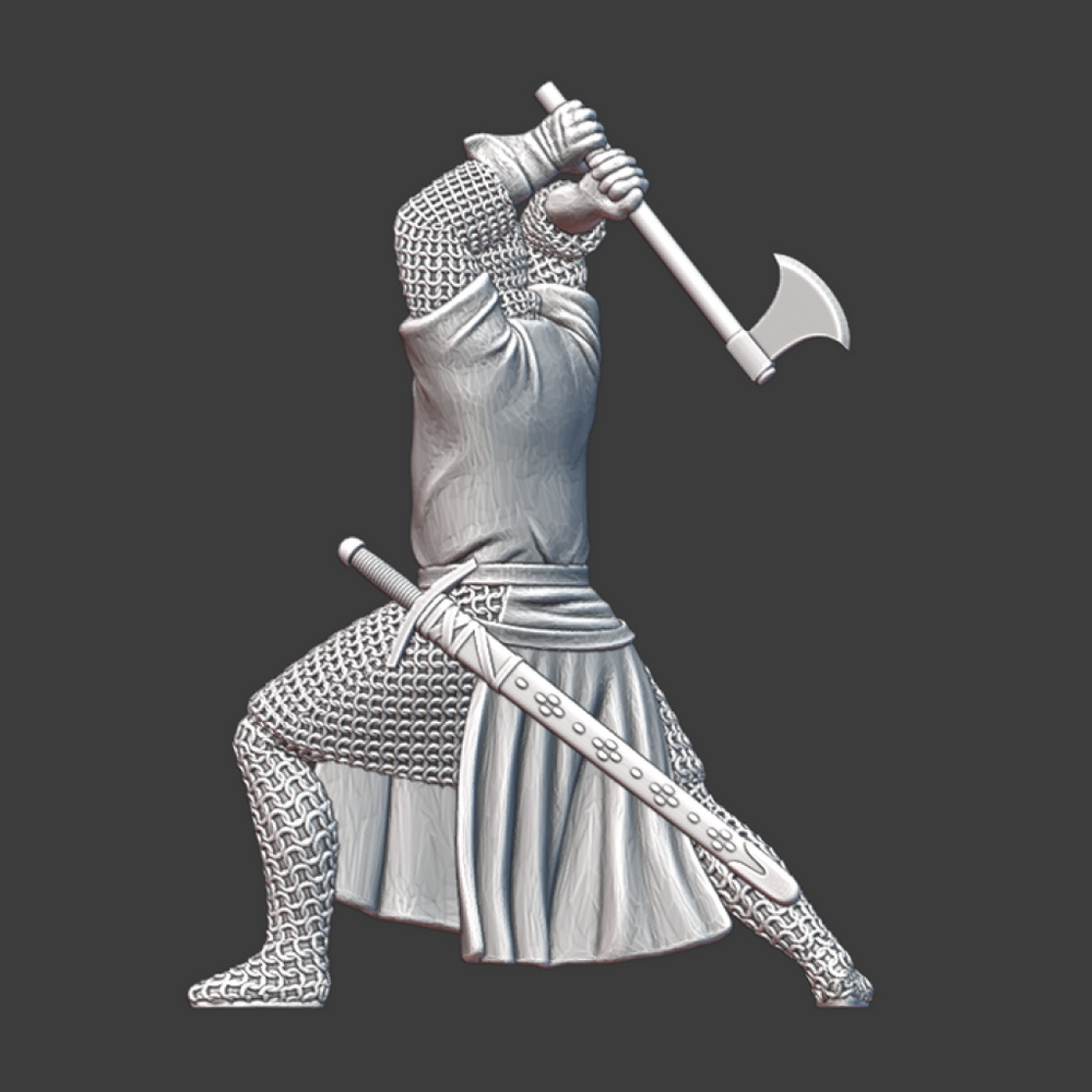 NCM133 Medieval Crusader Knight fighting with axe Medieval