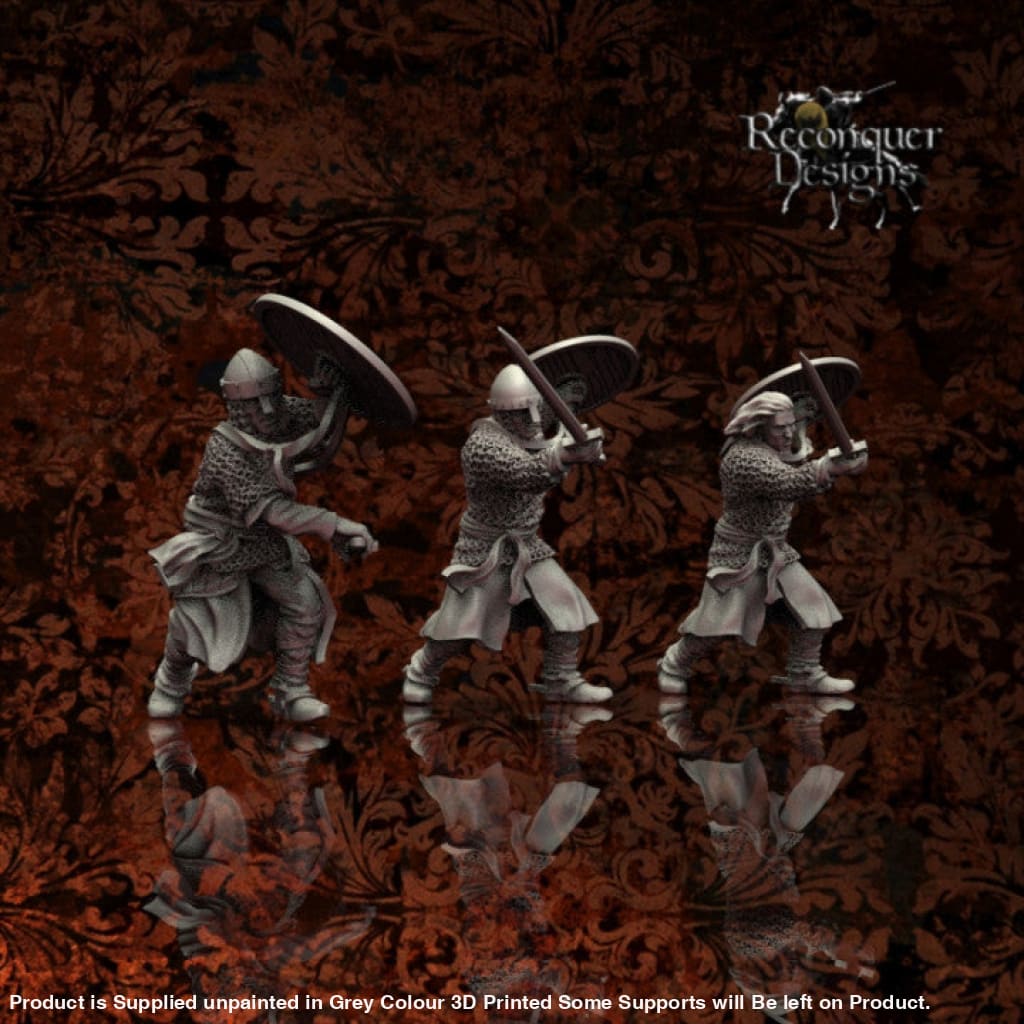 REM0004 11th Century Dismounted Knights Sword Mid-swing Medieval Figure