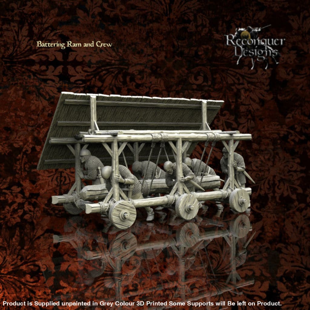 REM0062 Medieval Battering Ram and Christian Crew 28mm 1:56 Medieval