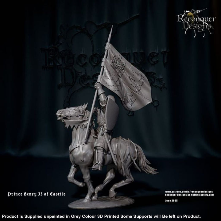 REM0068 14th Century Standard Bearer with Castilian Royal standard Medieval Figure