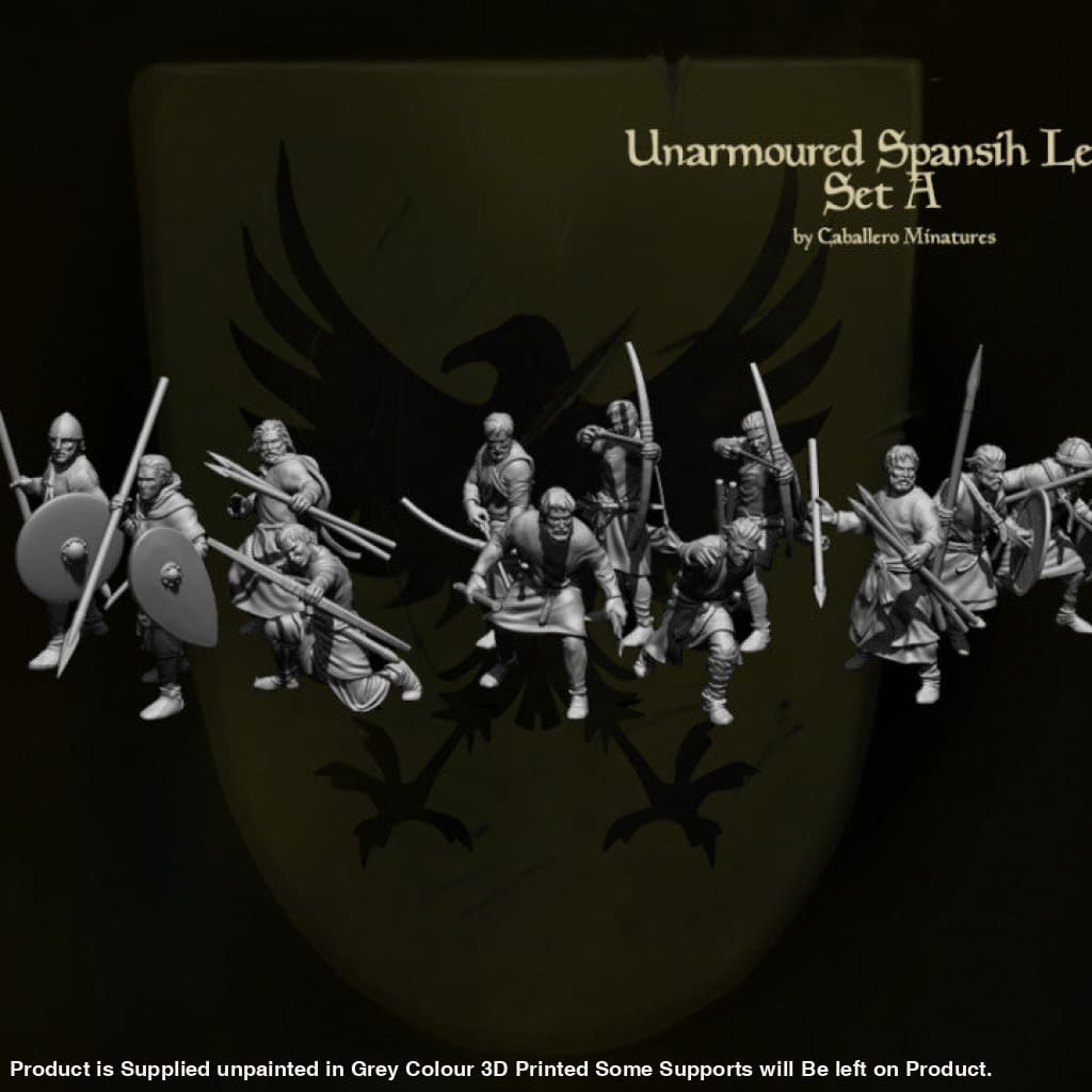 REM0095 Unarmoured Spanish Levy ’Set A’ 54mm 1:32 Medieval