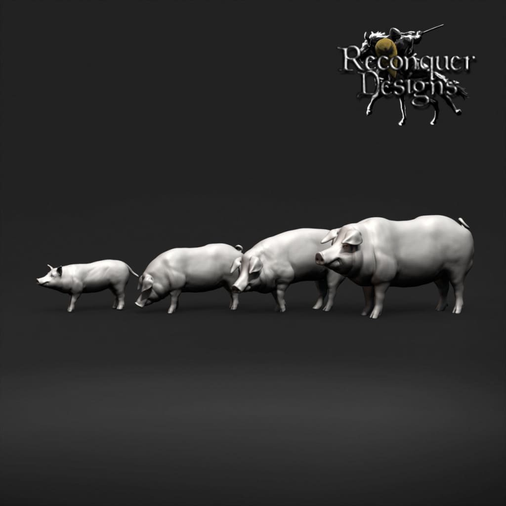 REM0121 Medieval Pig Pen and Pigs Medieval