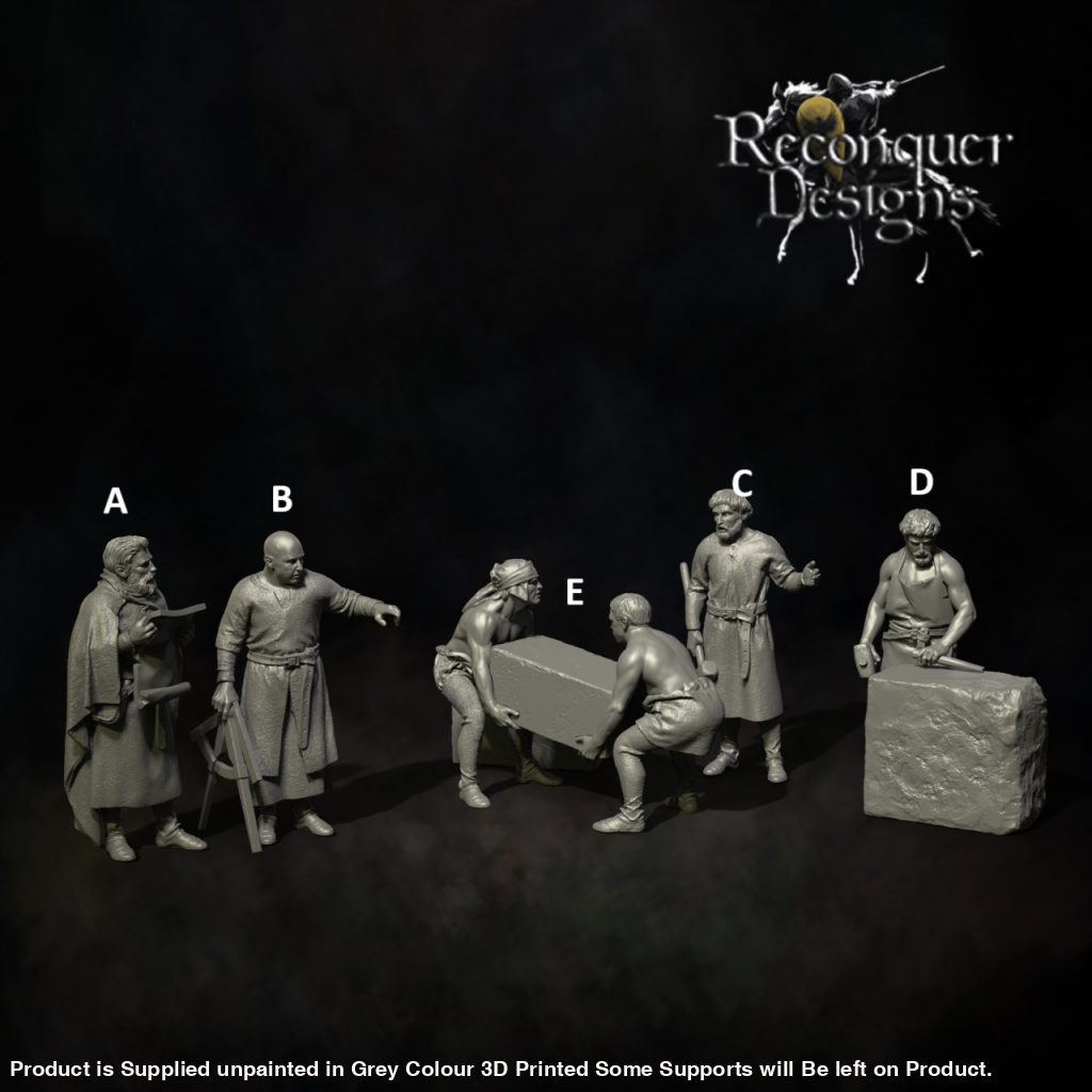 REM0127A Medieval Masons 28mm 1:56 / A Medieval