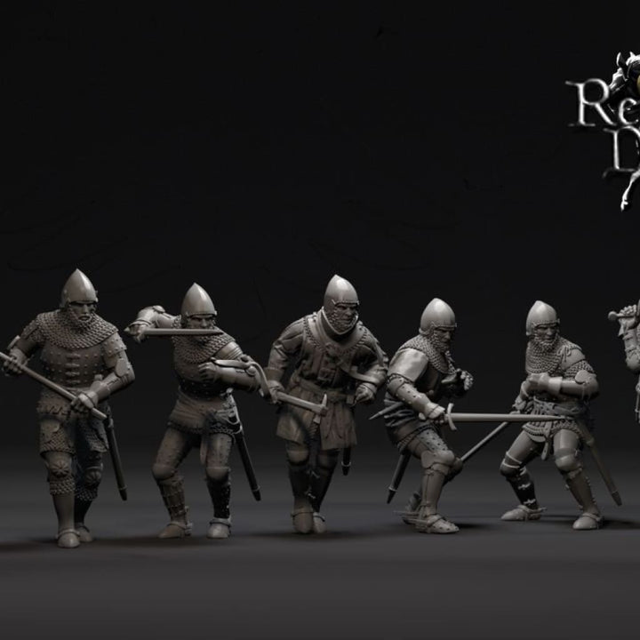 REM0140 Dismounted late 14th Century men at arms Medieval