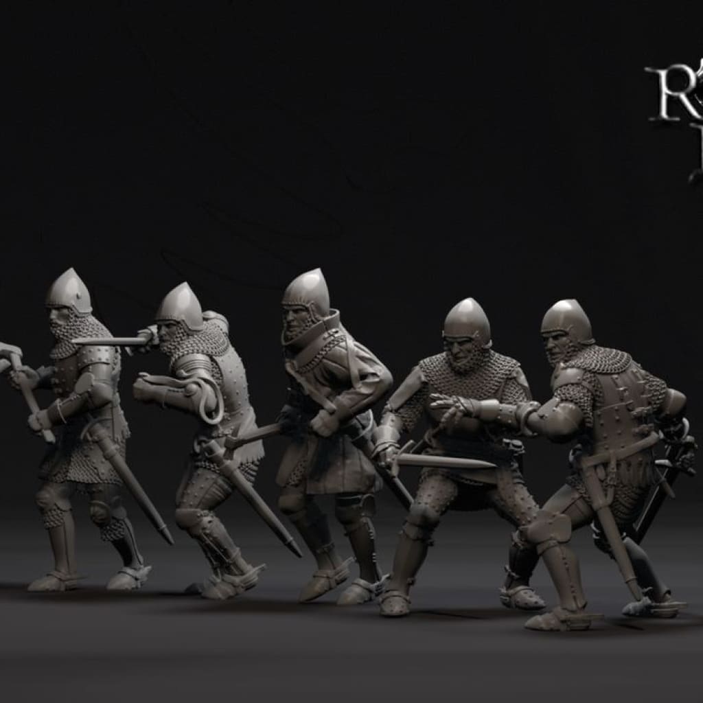 REM0140 Dismounted late 14th Century men at arms Medieval