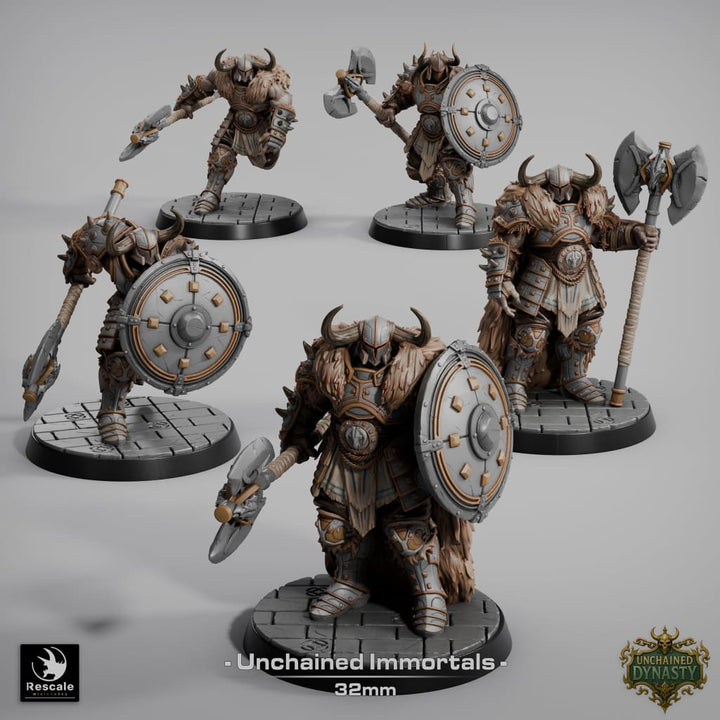 RM003 Unchained Immortals 32mm Base / Big Axe Run Fantasy Figure