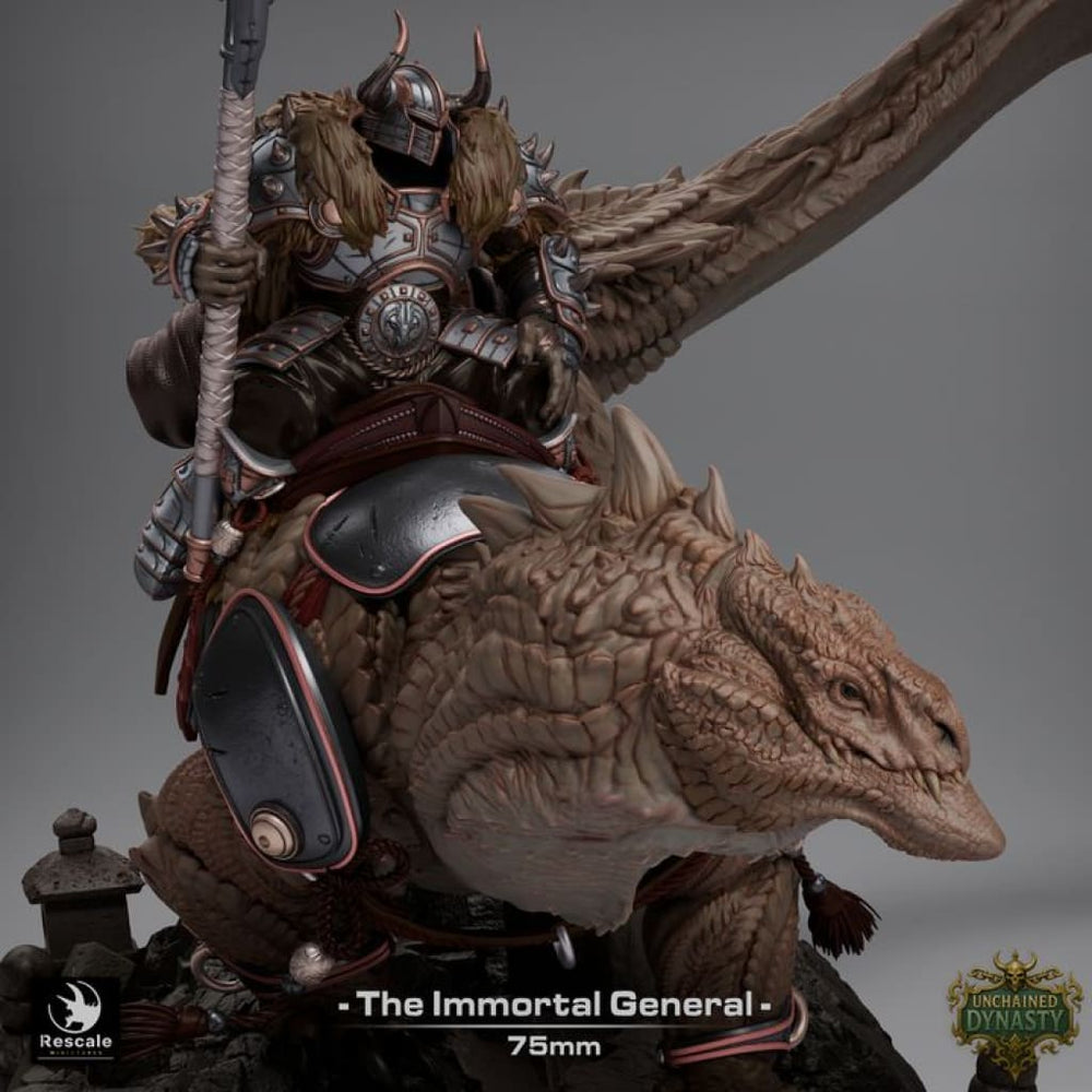 RM004 Immortal General & Lizard 75mm Base Fantasy Figure