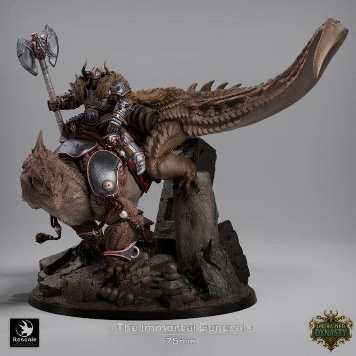 RM004 Immortal General & Lizard 75mm Base Fantasy Figure