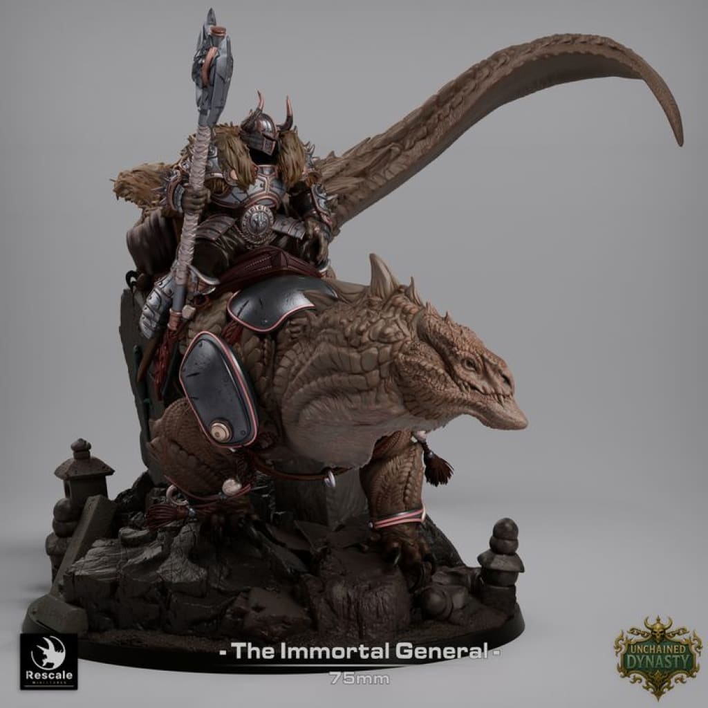 RM004 Immortal General & Lizard 75mm Base Fantasy Figure