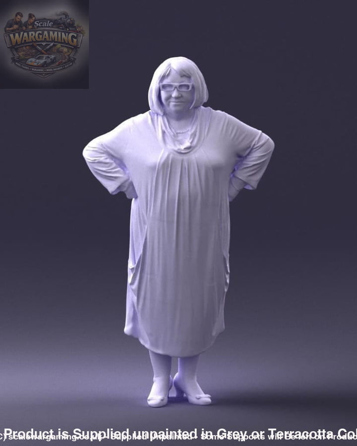 Stern Pensioner Older Lady Figure