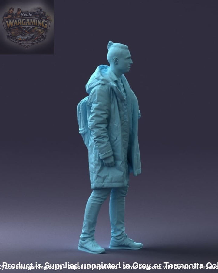 Male In Winter Coat With Shoulder Bag Figure