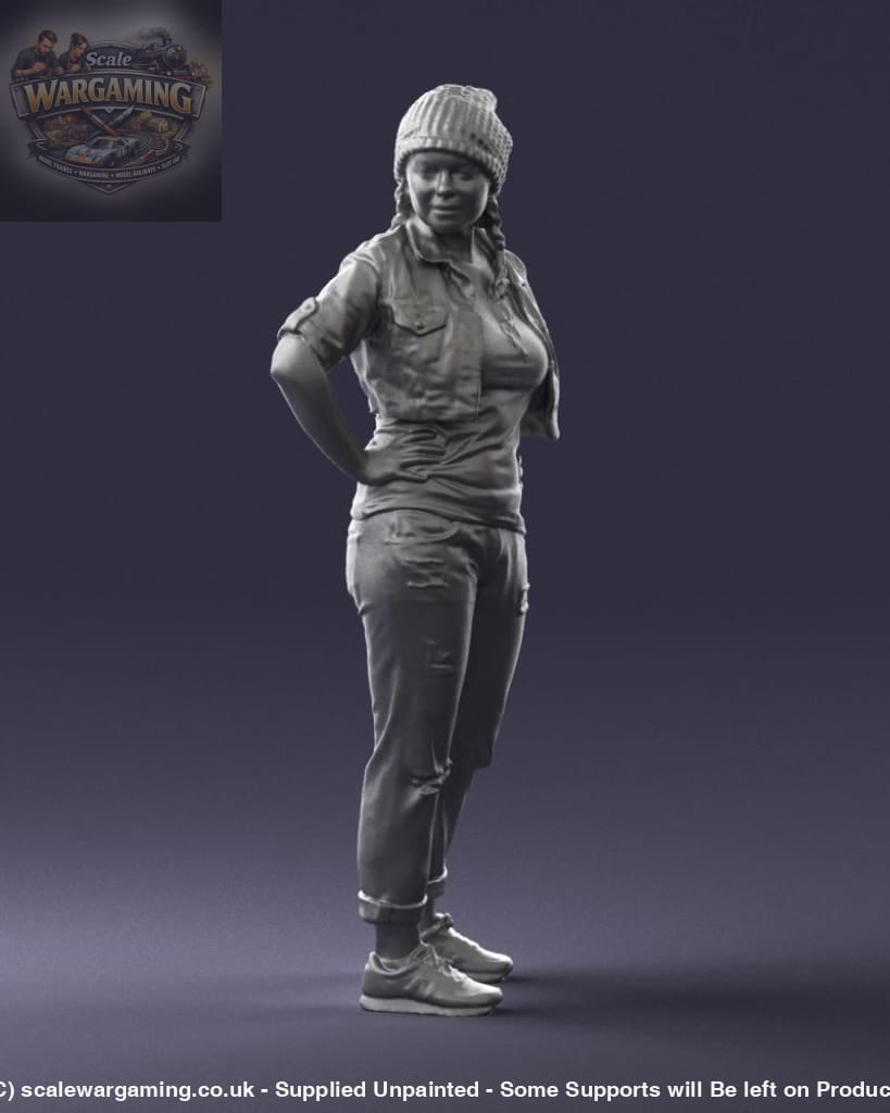 Young Girl In Hat Hands On Hips Figure