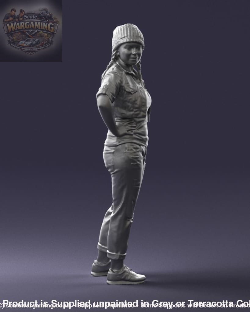 Young Girl In Hat Hands On Hips Figure