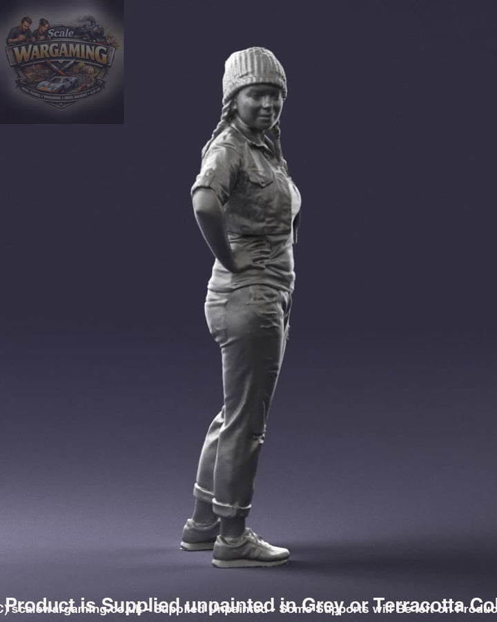Young Girl In Hat Hands On Hips Figure