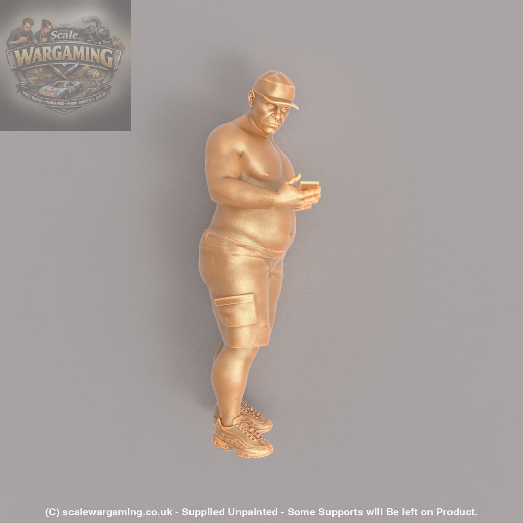 MM018 Large Male Bare Chested with Phone Figure