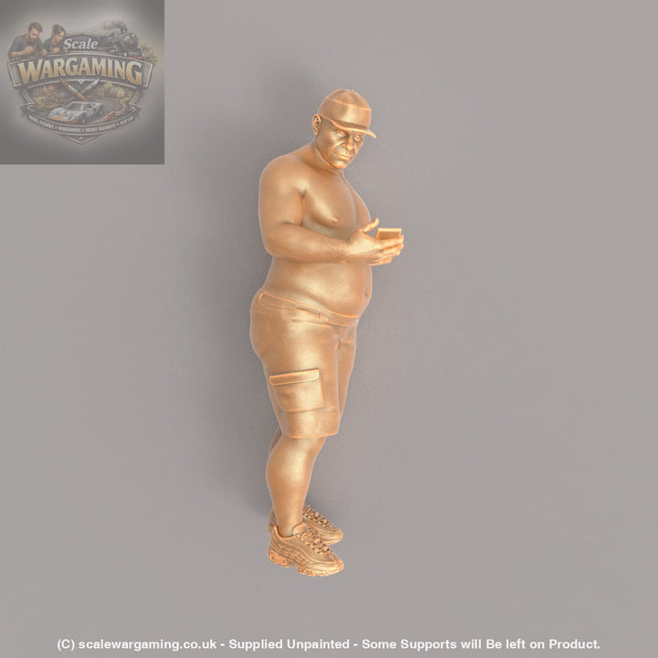 MM018 Large Male Bare Chested with Phone Figure