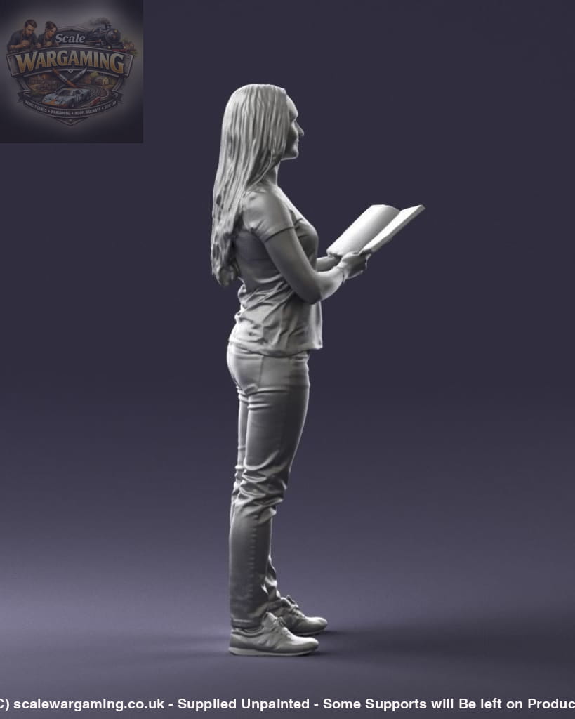 Young Girl Standing With Book Figure
