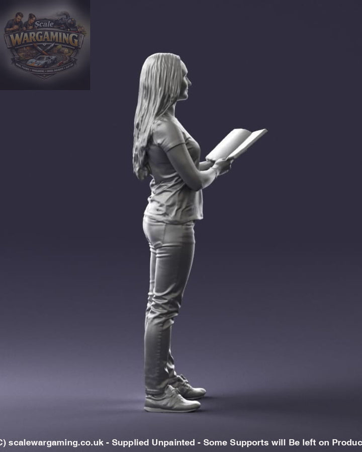 Young Girl Standing With Book Figure