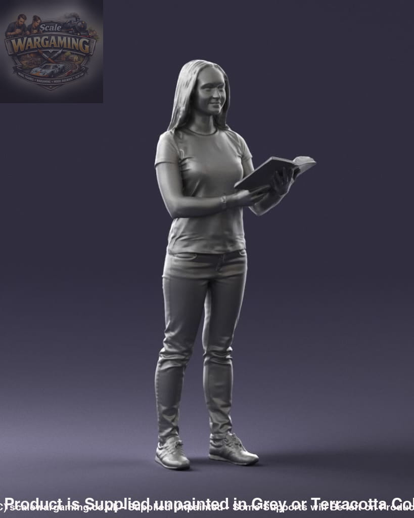 Young Girl Standing With Book Figure