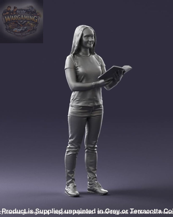 Young Girl Standing With Book Figure