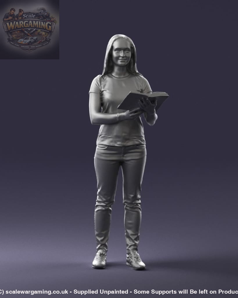Young Girl Standing With Book Figure
