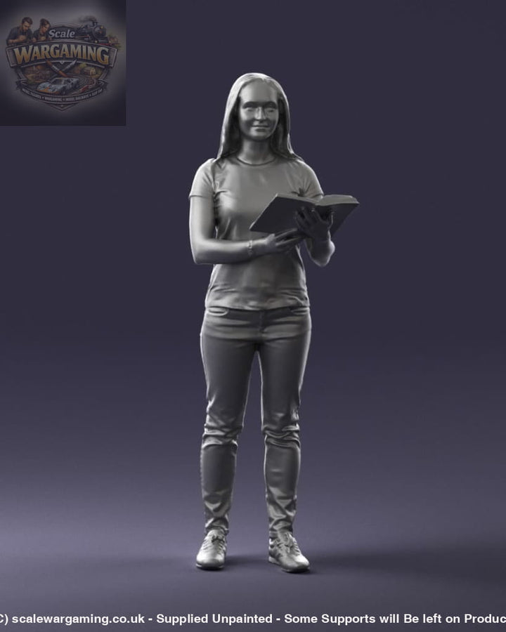 Young Girl Standing With Book Figure