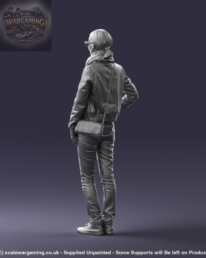 Smart Young Girl Wearing A Leather Jacket Figure