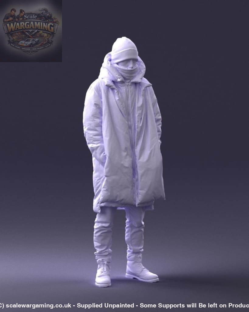 Young Male Wrapped Up Warm In Winter Jacket Figure