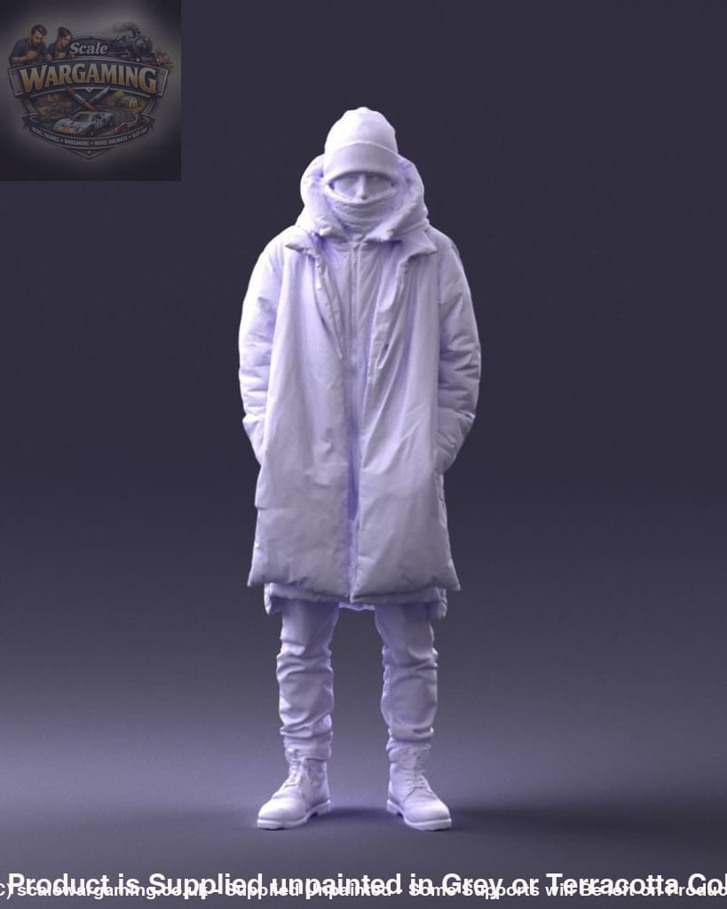 Young Male Wrapped Up Warm In Winter Jacket Figure