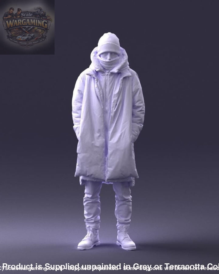 Young Male Wrapped Up Warm In Winter Jacket Figure