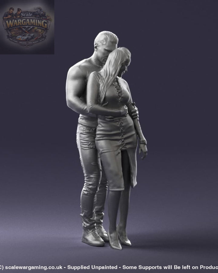 Young Smart Couple Hugging Figure