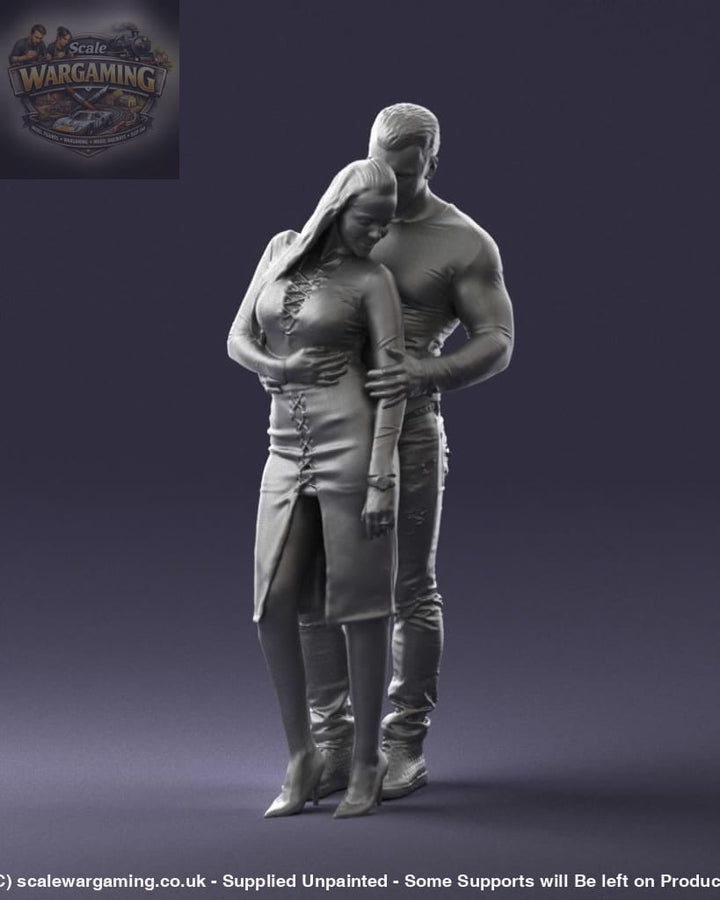 Young Smart Couple Hugging Figure