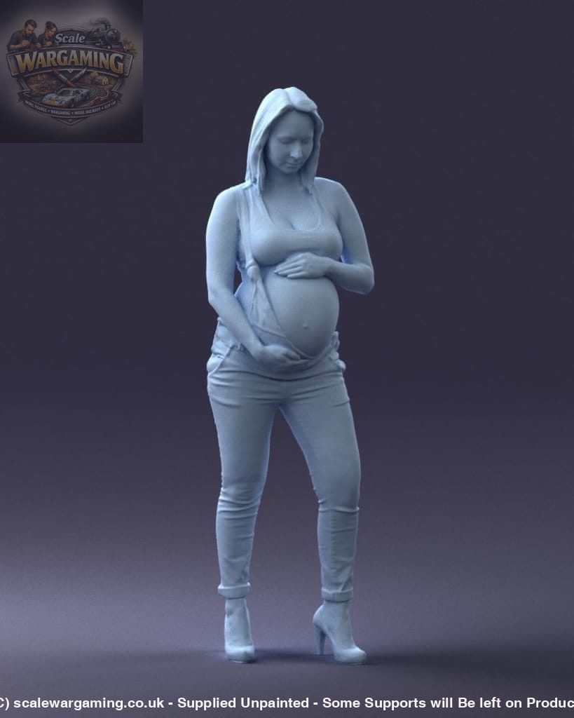 Young Pregnant Girl Showing Baby Bump Figure