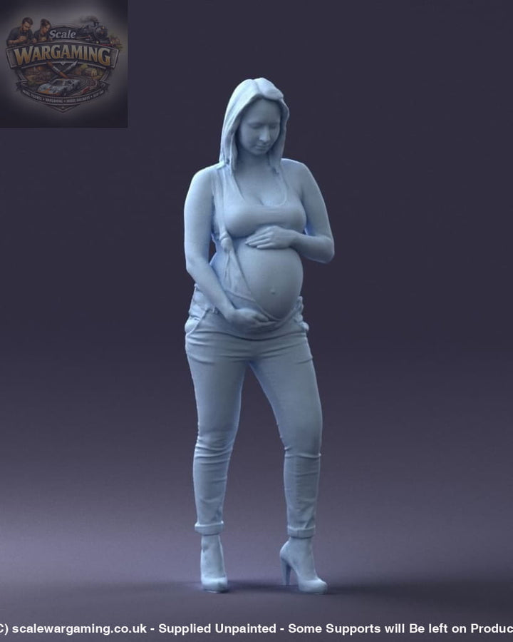 Young Pregnant Girl Showing Baby Bump Figure
