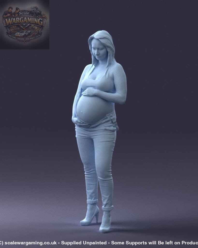 Young Pregnant Girl Showing Baby Bump Figure