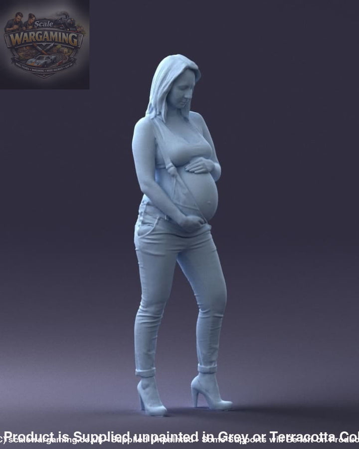 Young Pregnant Girl Showing Baby Bump Figure