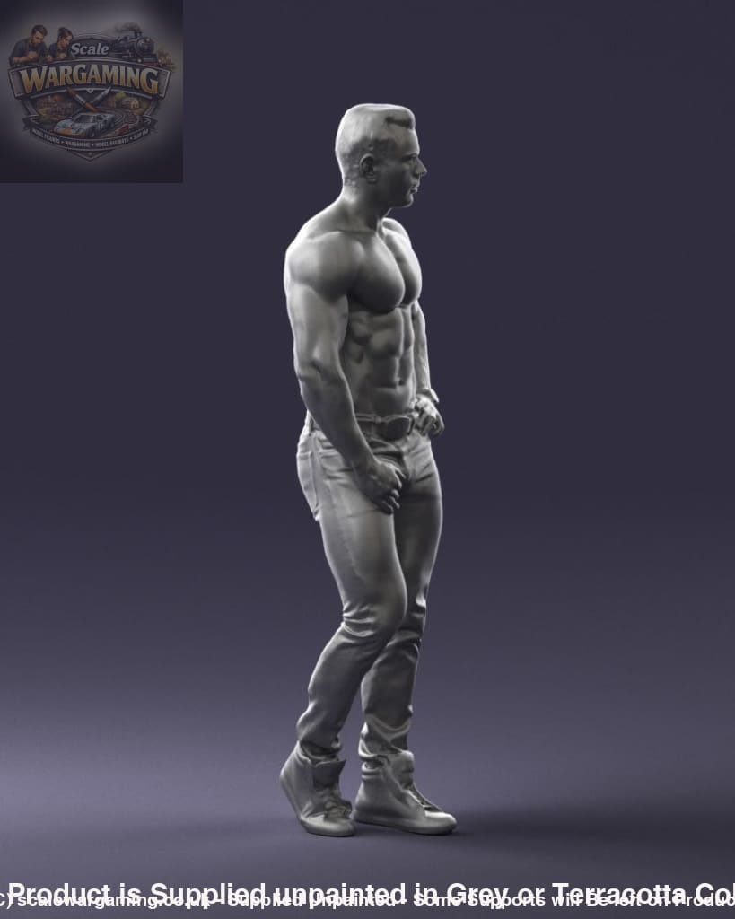Young Male Bare Chested Walking Figure