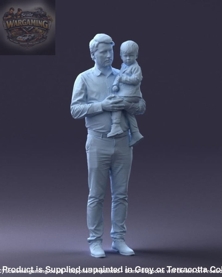 Dad Holding Son In Arms Figure