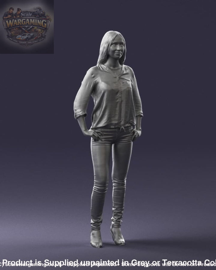 Young Stylish Girl Hands In Pockets Figure
