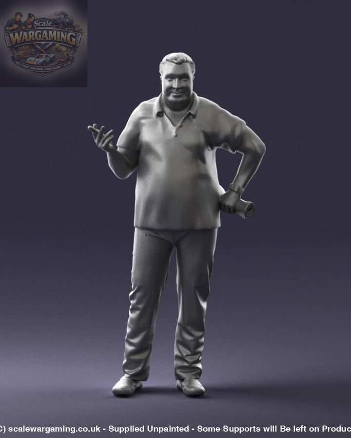 Older Male With Newspaper And Smoking Figure