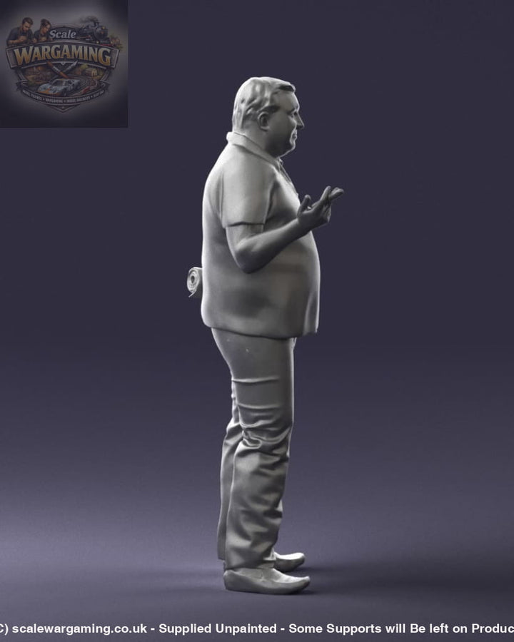 Older Male With Newspaper And Smoking Figure