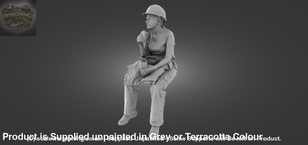 MM1094 Female builder sitting eating Figure