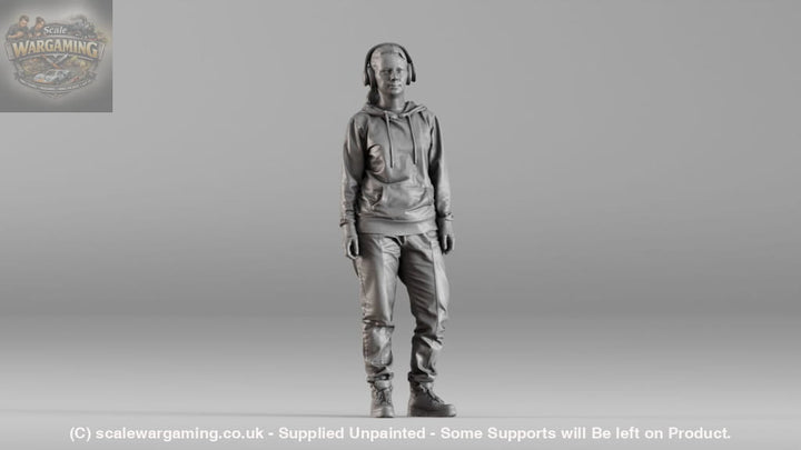 SW1348 Female Teenager wearing Headphones and Hoodie - Figure