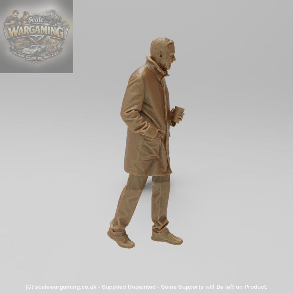 SW147 Walking Male in Coat and Coffee - Figure