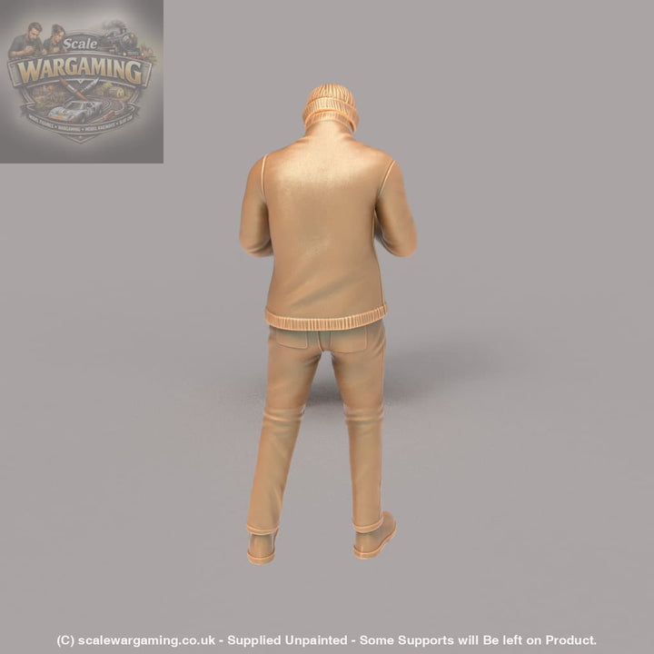 MM158 Male in Beanie Cap Checking Camera Figure